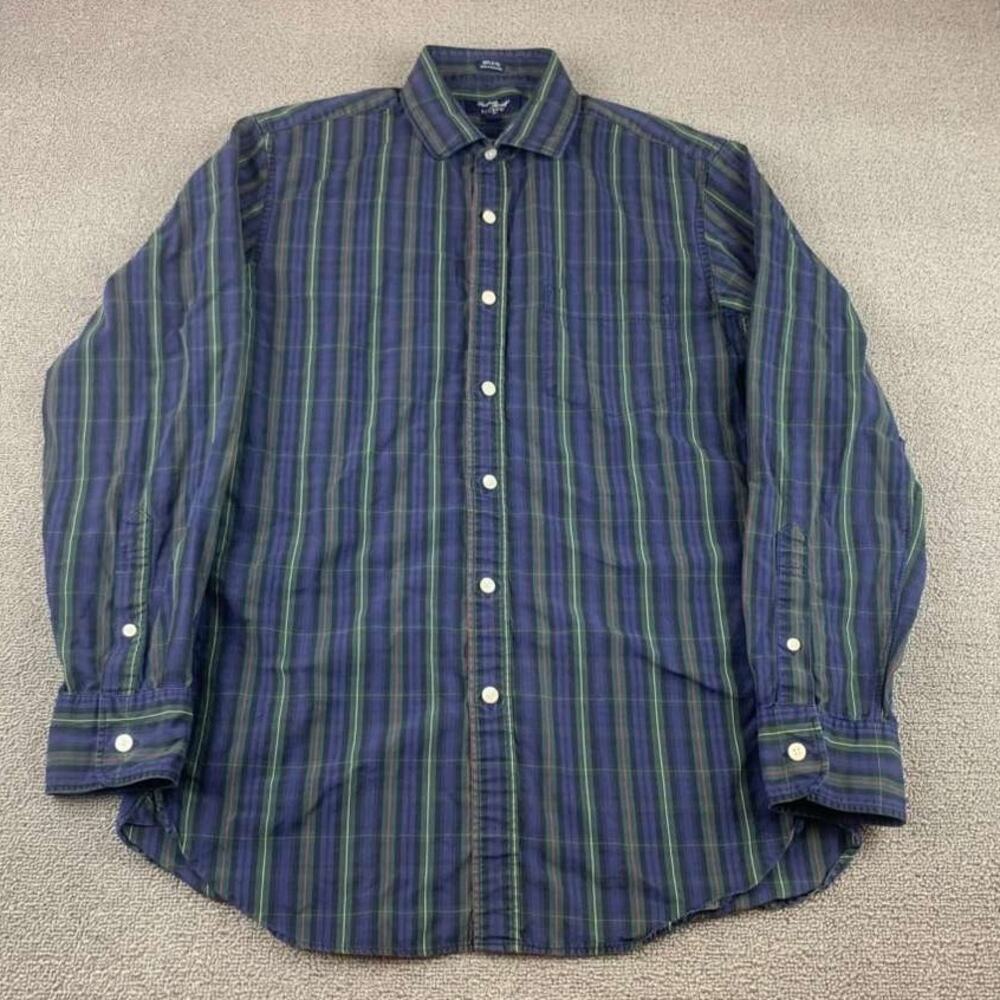 J.Crew Medium Green‎ Blue Plaid Shirt Button Down Thompson Shirtings Long Sleeve